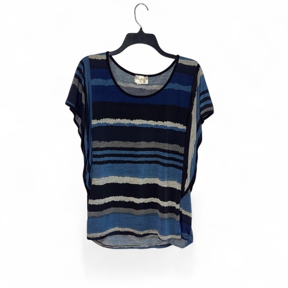 Lavish Tops - Lavish Striped Blue and Black Women's Top stretch size large